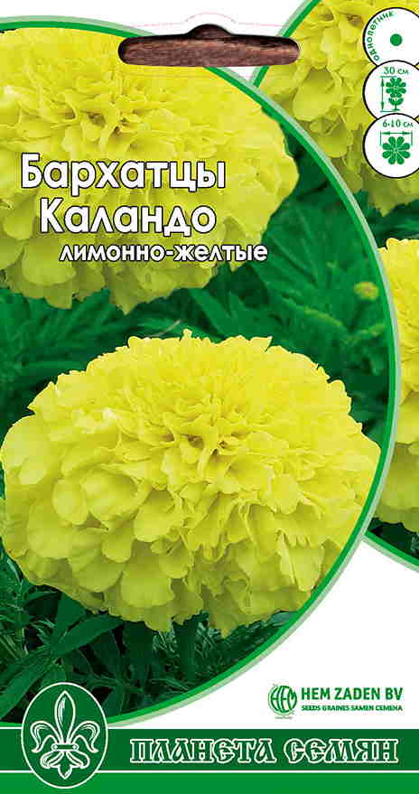 Бархатцы Каландо лимонно-желтый 0,1г п/с