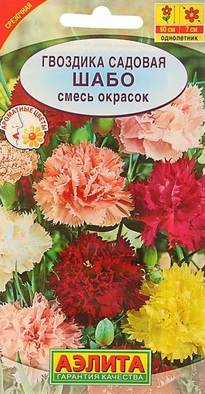 Семена цветов Гвоздика садовая "Шабо", смесь окрасок, О, 0,1 г - купить оптом и